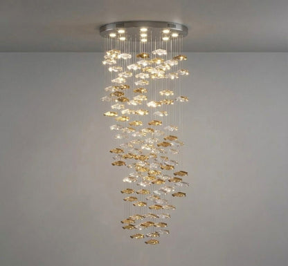Tidal Stair Chandelier - Elegant Design with Adjustable Height & LED L