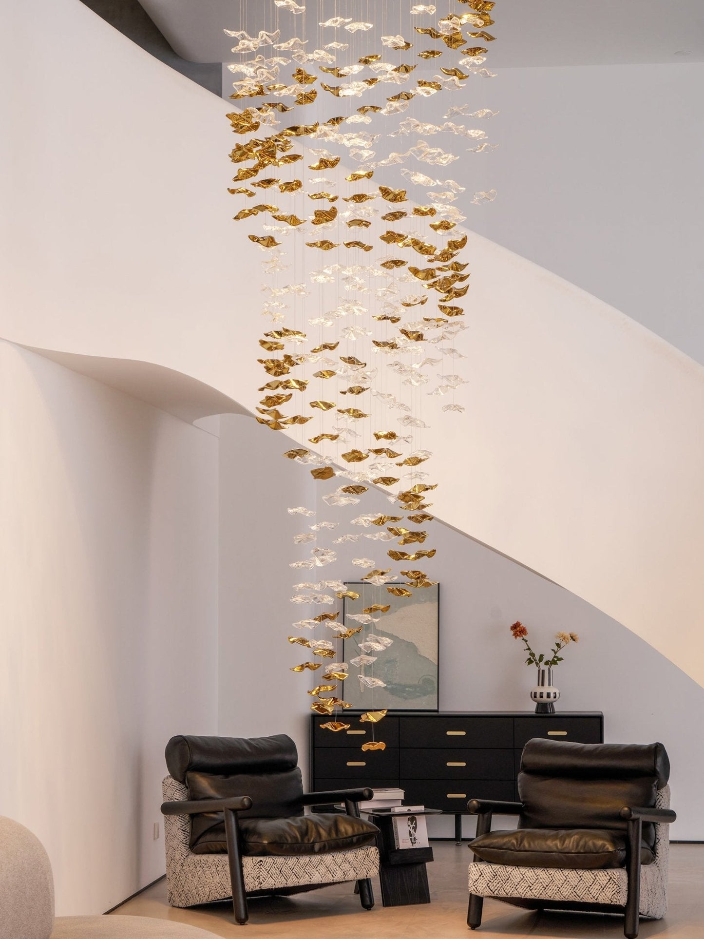 Tidal Art Glass Pendant Lamp - Handcrafted, Adjustable Brightness