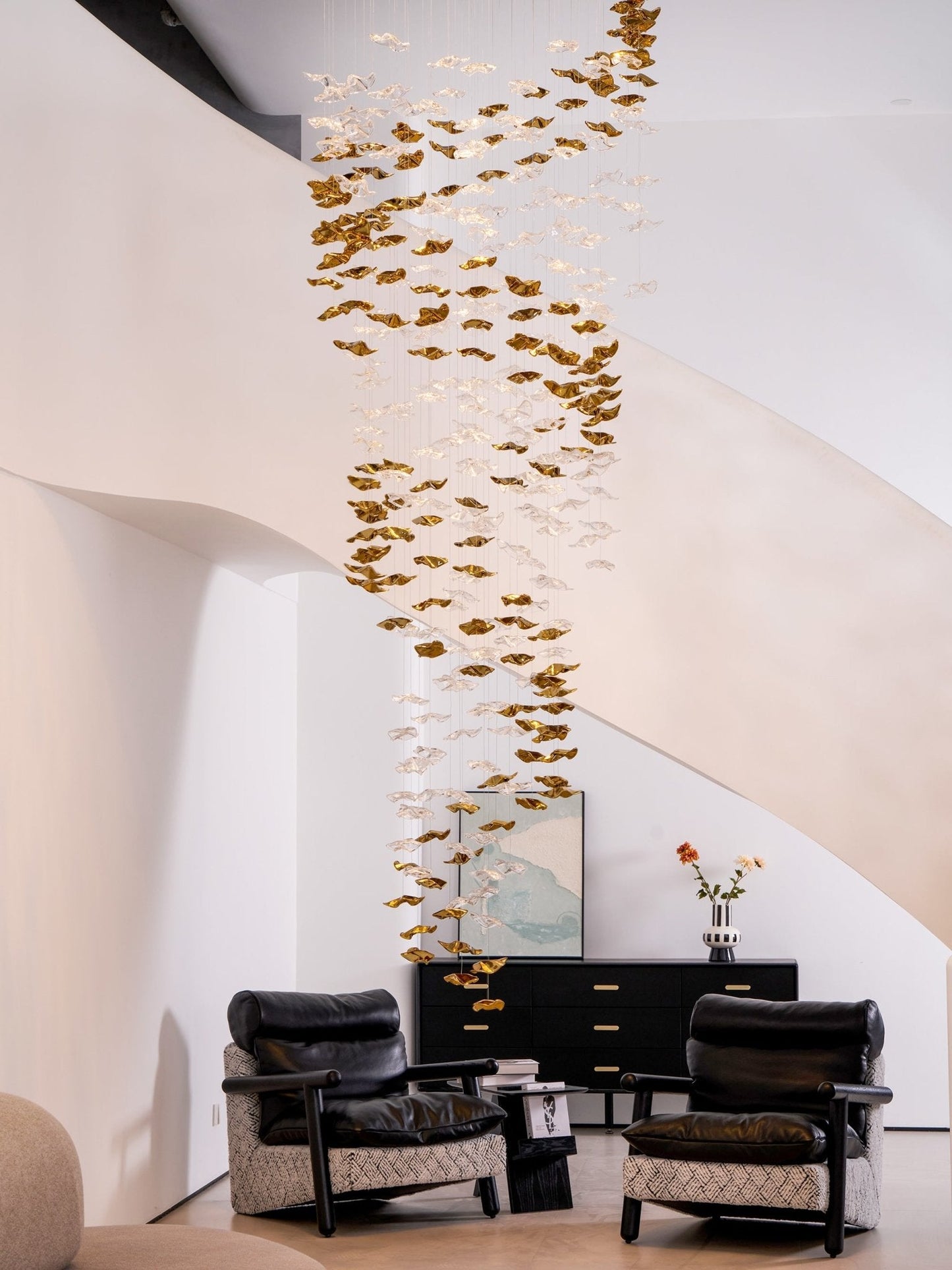 Tidal Stair Chandelier - Elegant Design with Adjustable Height & LED L