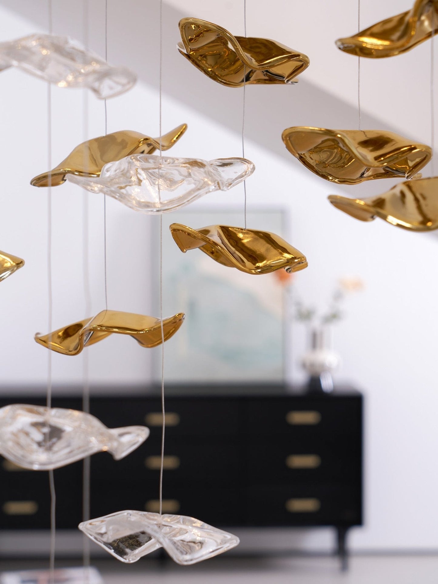 Tidal Art Glass Pendant Lamp - Handcrafted, Adjustable Brightness