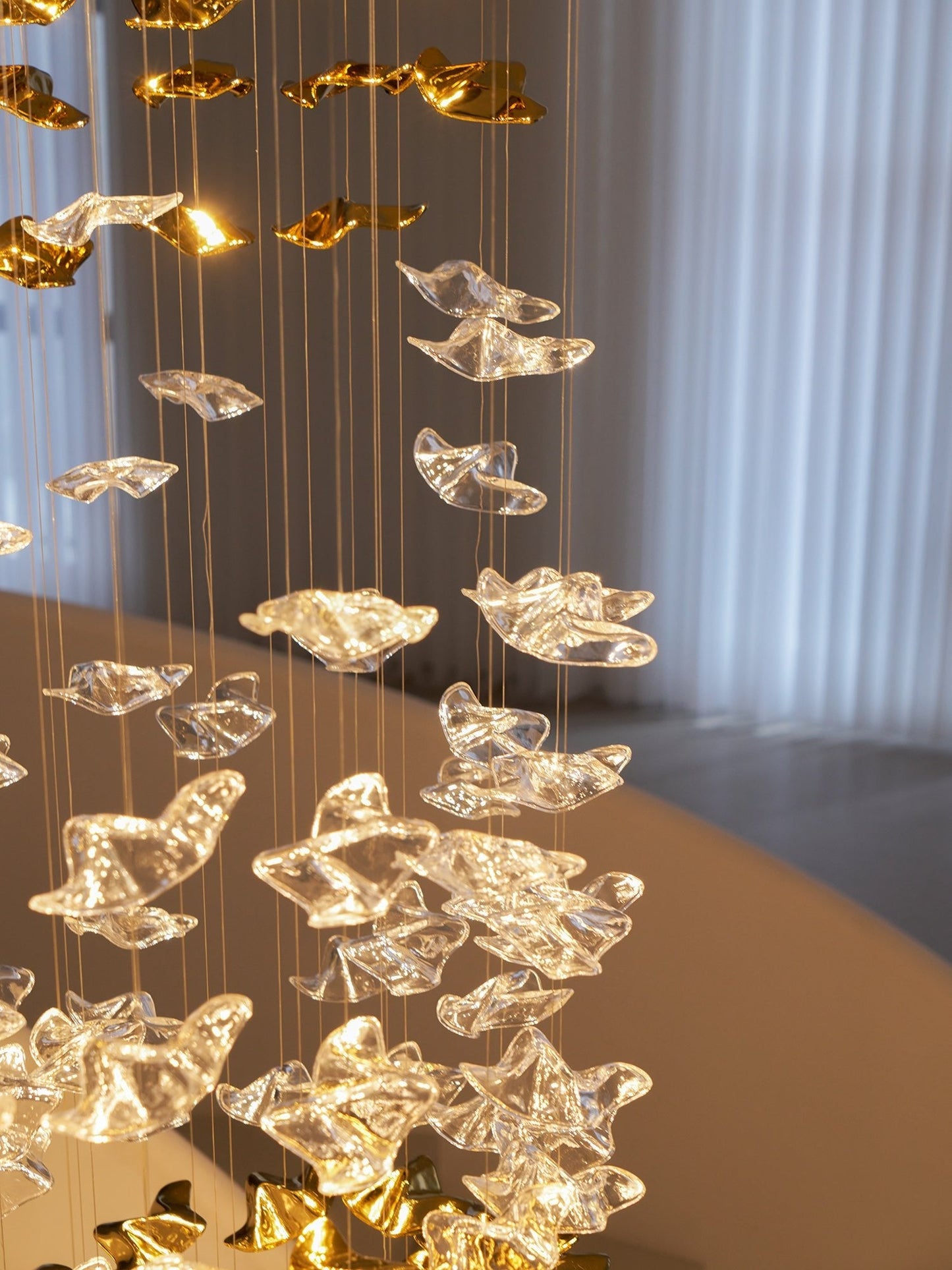 Tidal Art Glass Chandelier - Elegant Design with Dimmable LED Lights