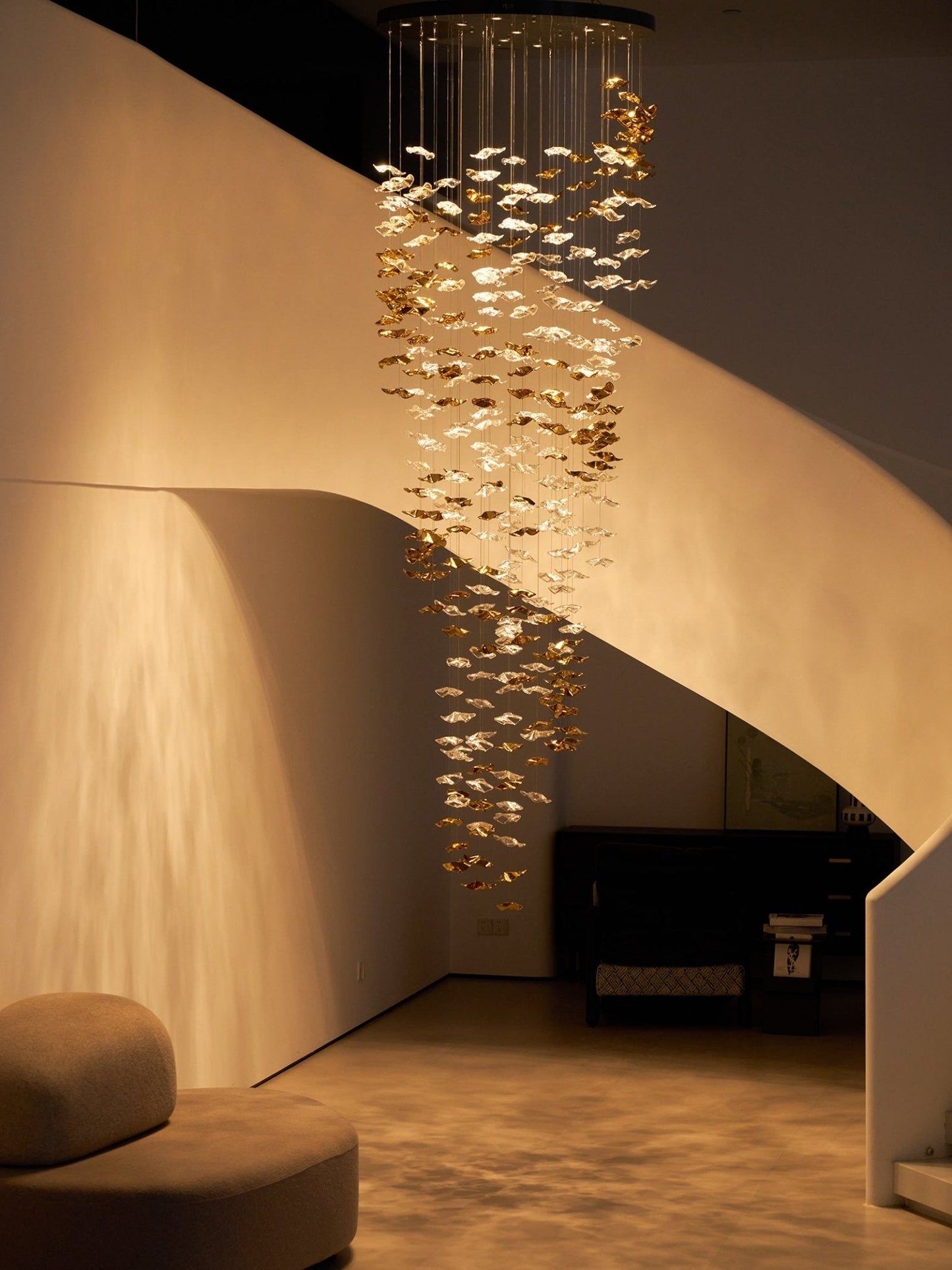 Tidal Art Glass Chandelier - Elegant Design with Dimmable LED Lights