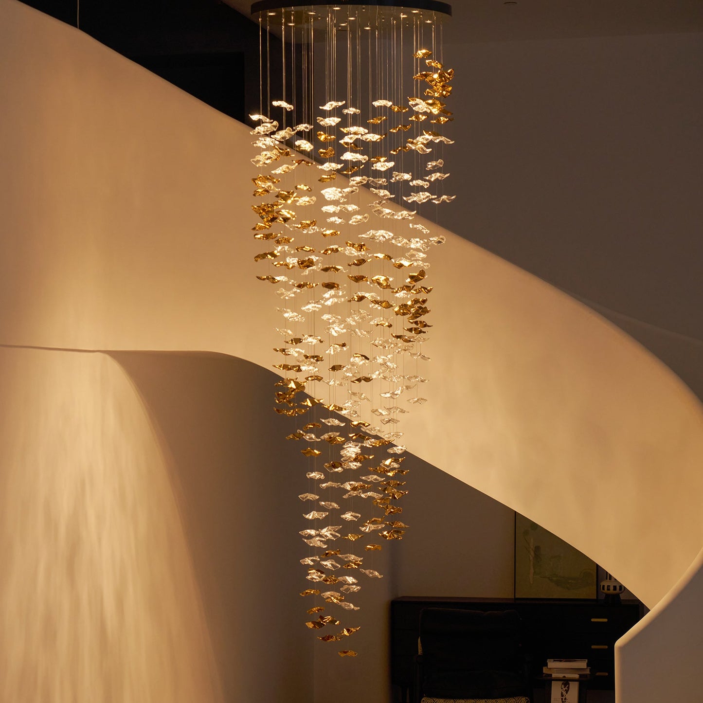 Tidal Art Glass Chandelier - Elegant Design with Dimmable LED Lights