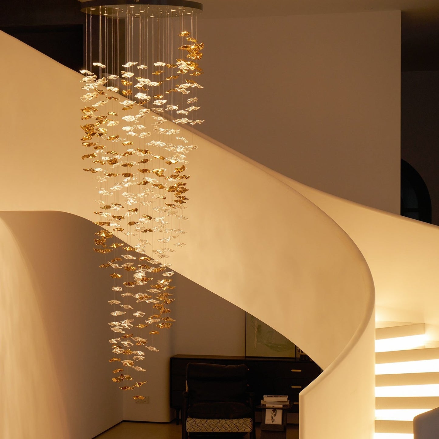 Tidal Art Glass Pendant Lamp - Handcrafted, Adjustable Brightness