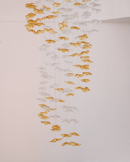 Tidal Art Glass Chandelier - Elegant Design with Dimmable LED Lights