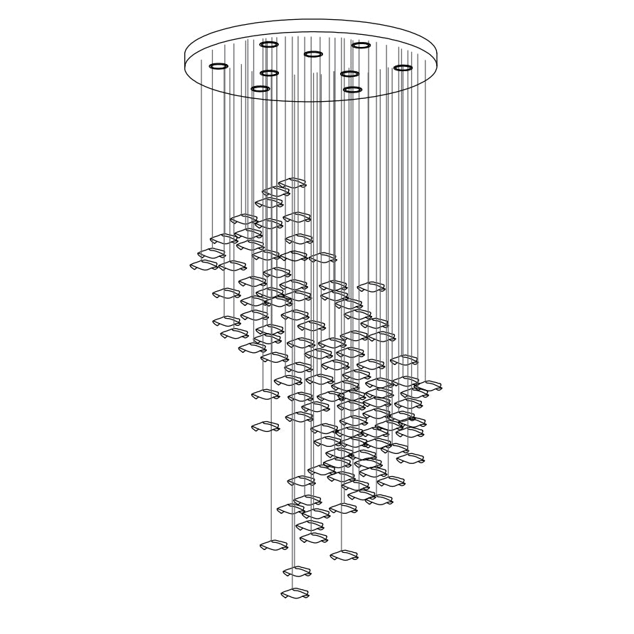 Tidal Stair Chandelier - Elegant Design with Adjustable Height & LED L