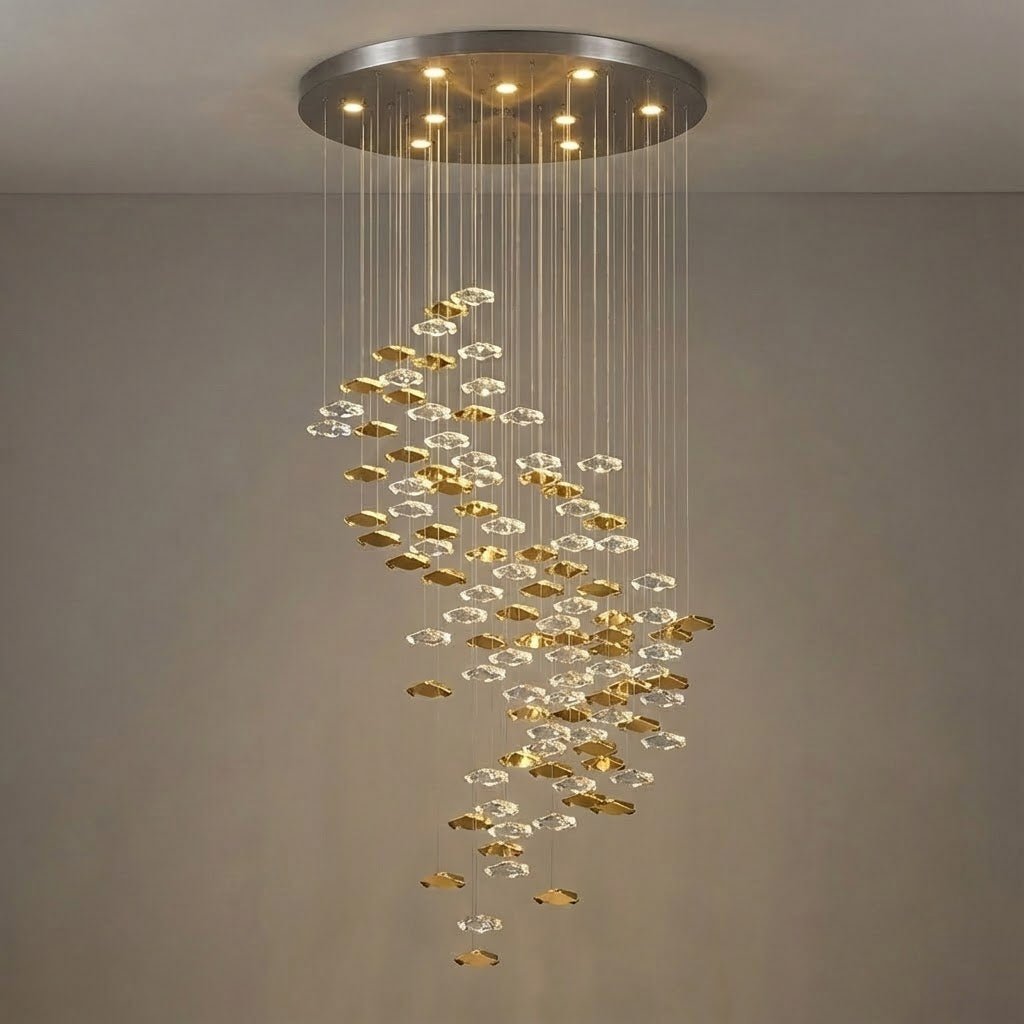 Tidal Stair Chandelier - Elegant Design with Adjustable Height & LED L