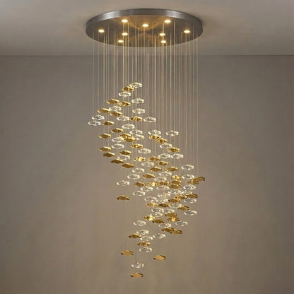 Tidal Stair Chandelier - Elegant Design with Adjustable Height & LED L