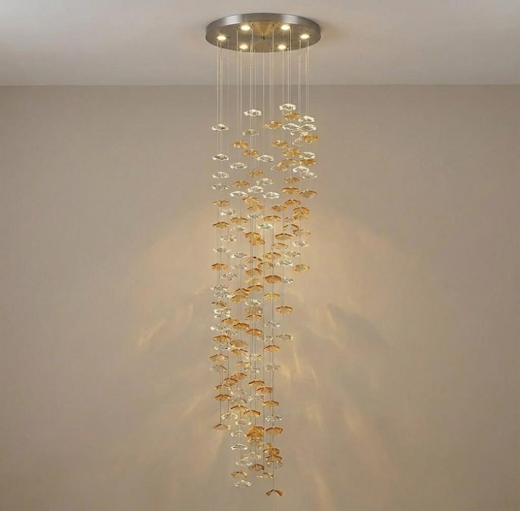 Tidal Stair Chandelier - Elegant Design with Adjustable Height & LED L