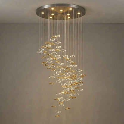 Tidal Stair Chandelier - Elegant Design with Adjustable Height & LED L