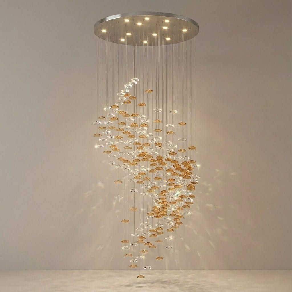 Tidal Stair Chandelier - Elegant Design with Adjustable Height & LED L