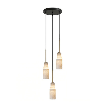 Elegant Tiered Alabaster Cluster Chandelier with Adjustable Height and