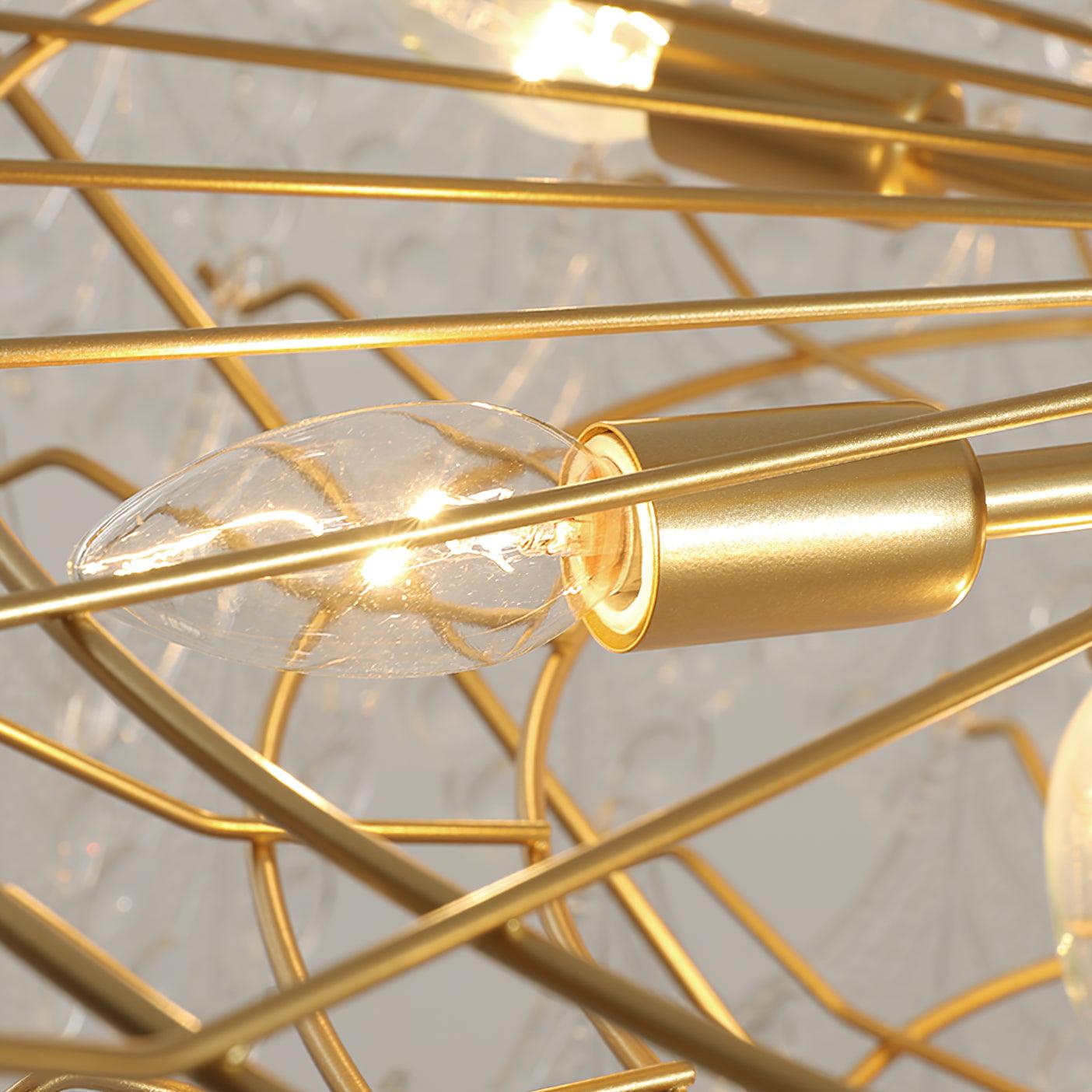 Elegant Tiered Carved Glass Chandelier with Adjustable Height & LED Co