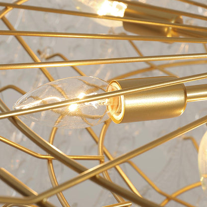 Elegant Tiered Carved Glass Chandelier with Adjustable Height & LED Co
