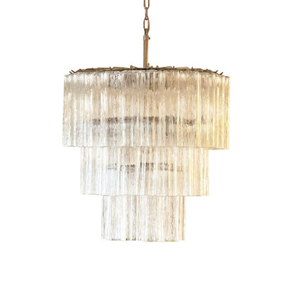 Elegant Tiered Tube Glass Chandelier with Adjustable Height & LED Comp