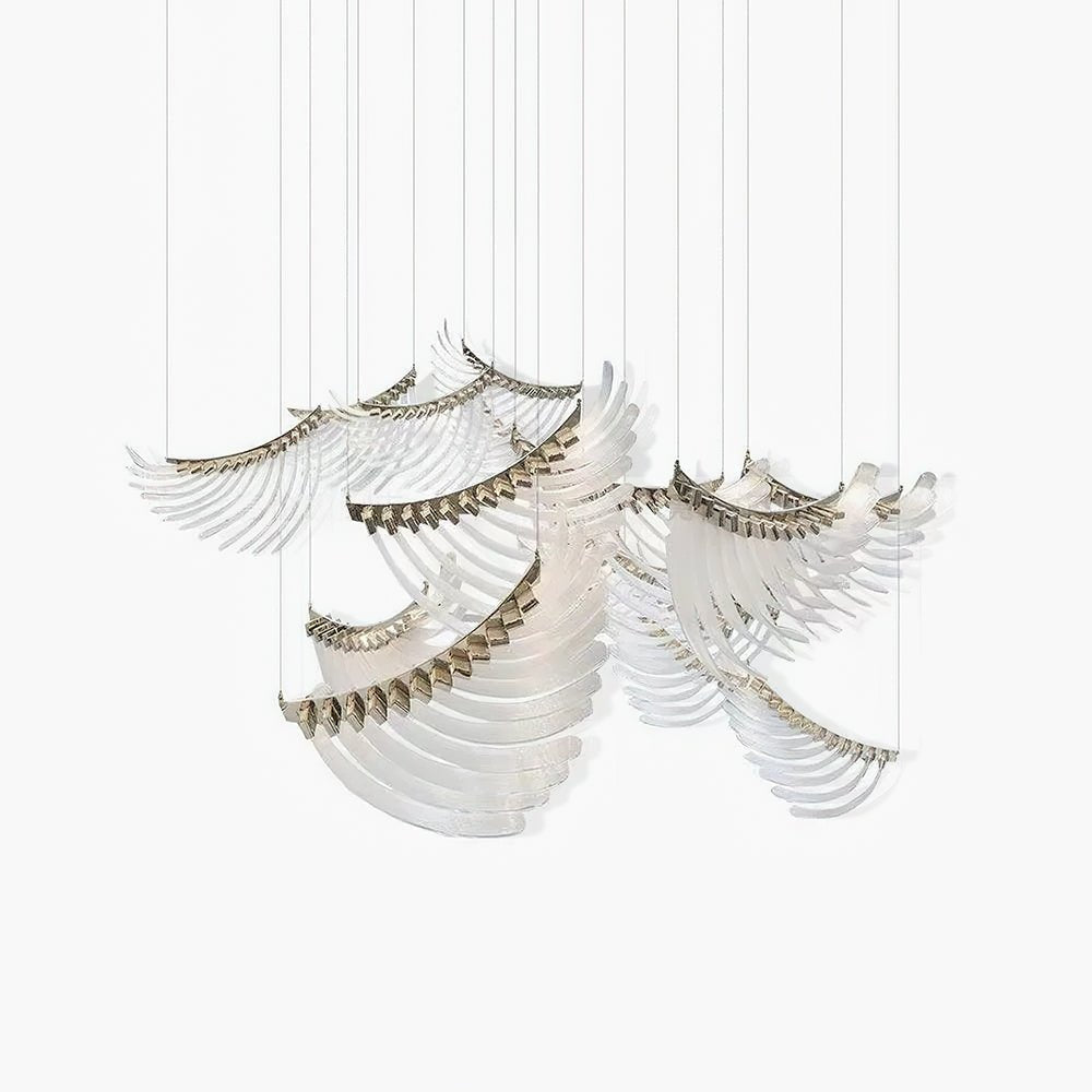 Elegant Tiered Palmette Chandelier with Adjustable Height & Crystal Ac