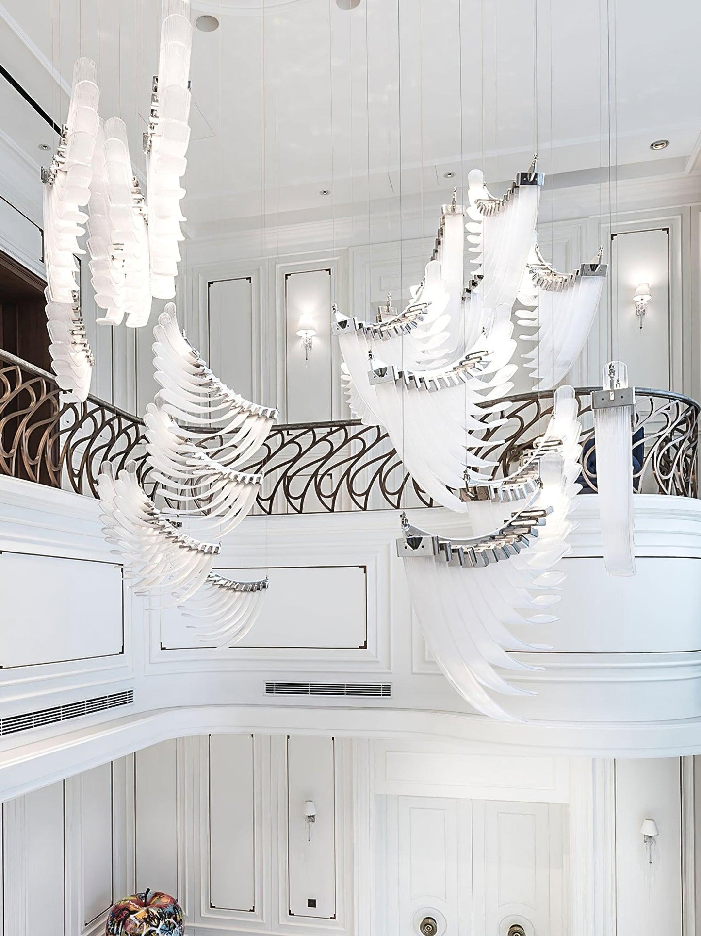 Elegant Tiered Palmette Chandelier with Adjustable Height & Crystal Ac