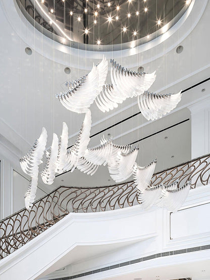 Elegant Tiered Palmette Chandelier with Adjustable Height & Crystal Ac