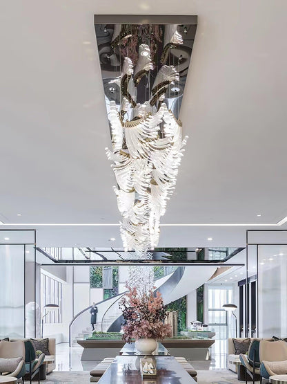 Elegant Tiered Palmette Chandelier with Adjustable Height & Crystal Ac
