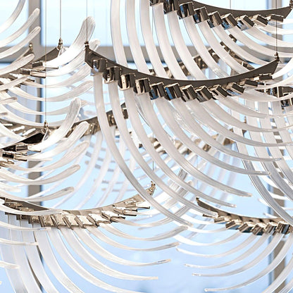 Elegant Tiered Palmette Chandelier with Adjustable Height & Crystal Ac