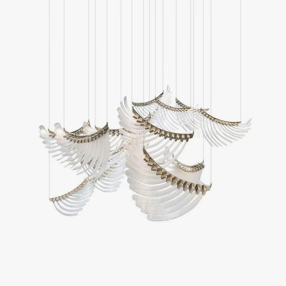 Elegant Tiered Palmette Chandelier with Adjustable Height & Crystal Ac