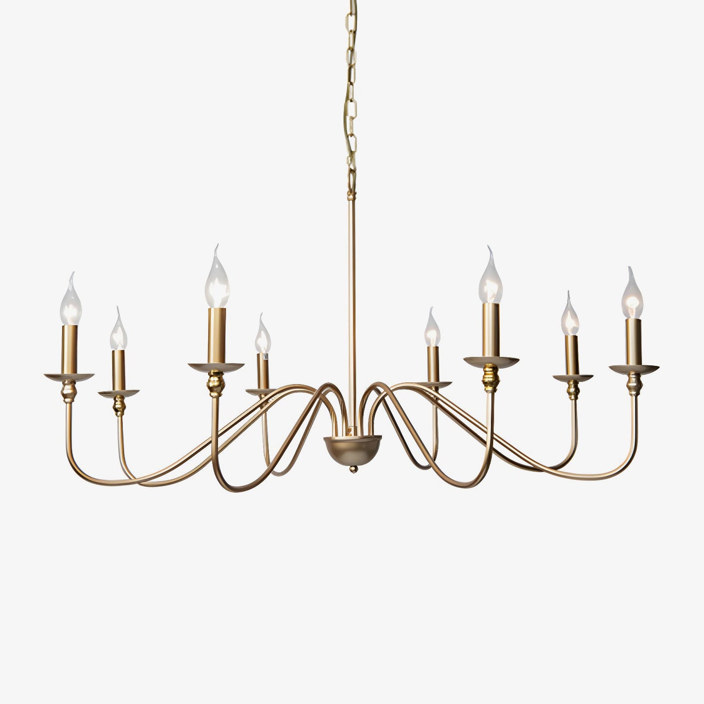 Timeless Gold Candle Chandelier - Elegant Design, Adjustable Height