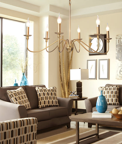 Timeless Gold Candle Chandelier - Elegant Design, Adjustable Height