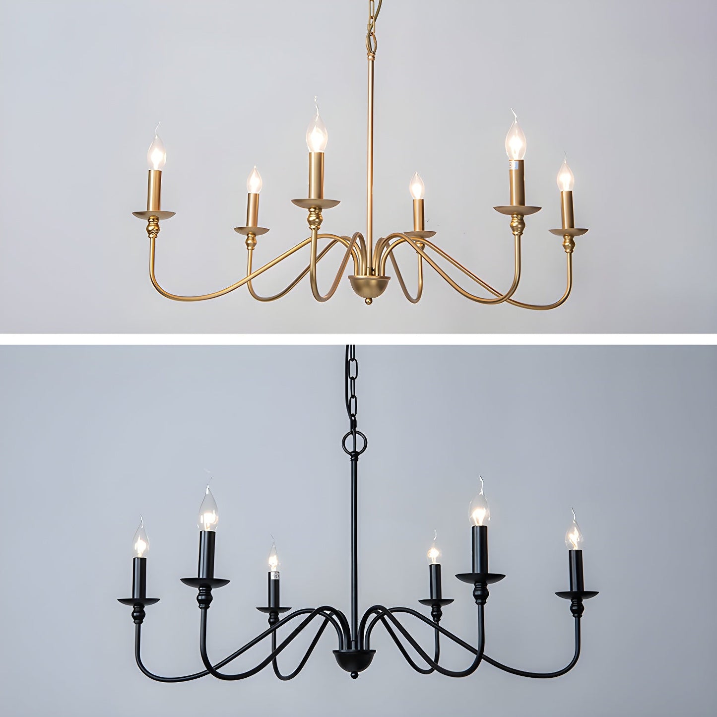Timeless Gold Candle Chandelier - Elegant Design, Adjustable Height