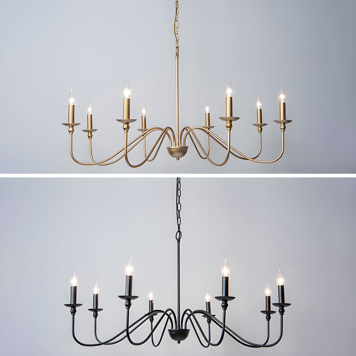 Timeless Gold Candle Chandelier - Elegant Design, Adjustable Height