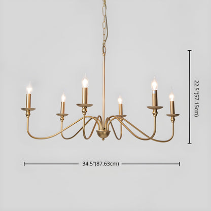 Timeless Gold Candle Chandelier - Elegant Design, Adjustable Height