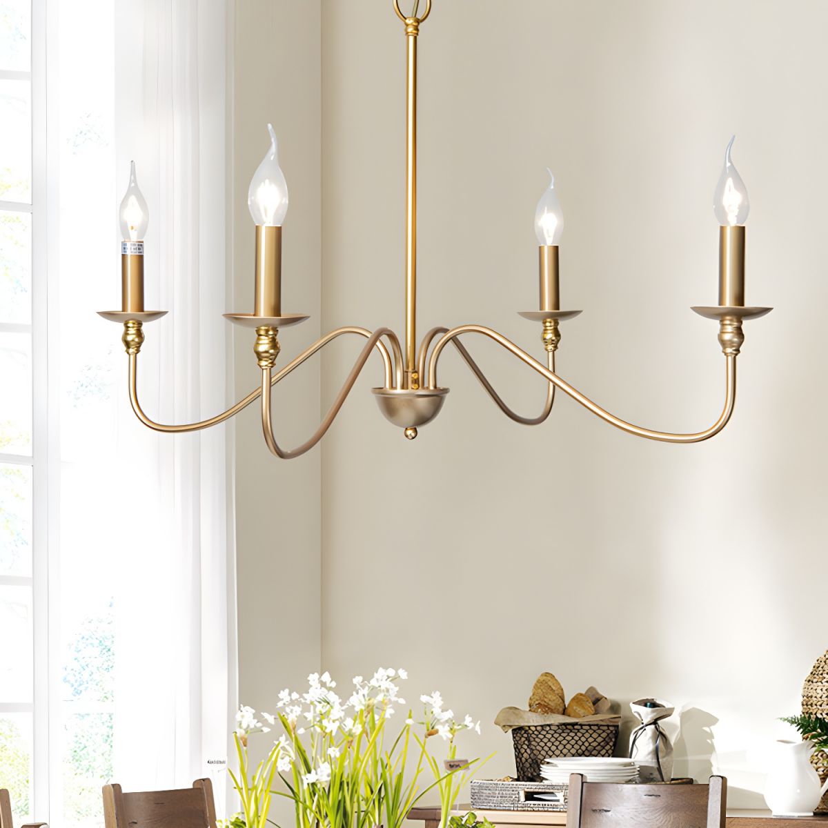 Timeless Gold Candle Chandelier - Elegant Design, Adjustable Height
