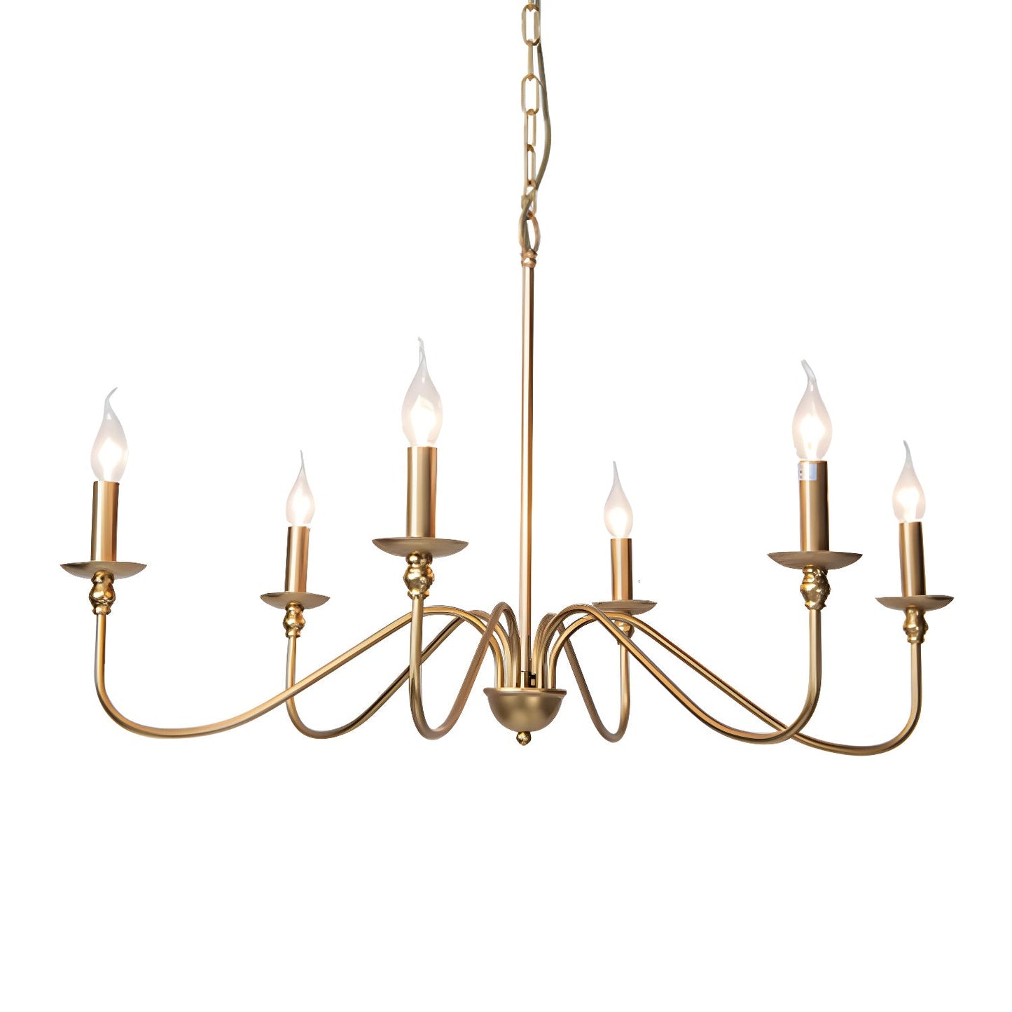 Timeless Gold Candle Chandelier - Elegant Design, Adjustable Height