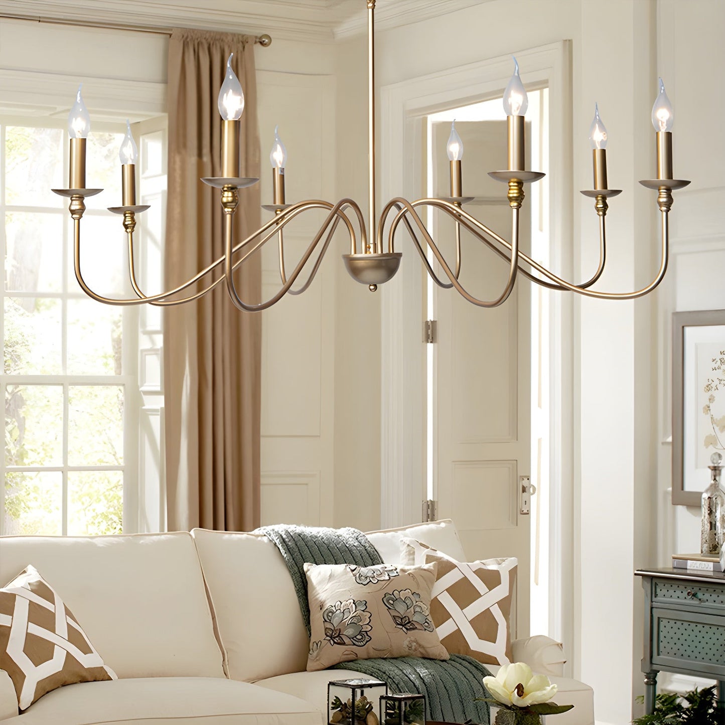 Timeless Gold Candle Chandelier - Elegant Design, Adjustable Height