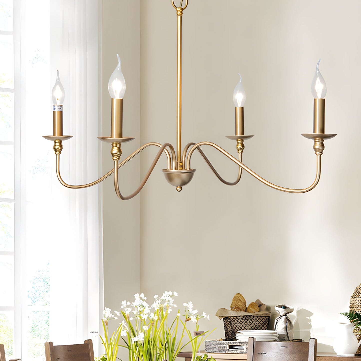 Timeless Gold Candle Chandelier - Elegant Design, Adjustable Height