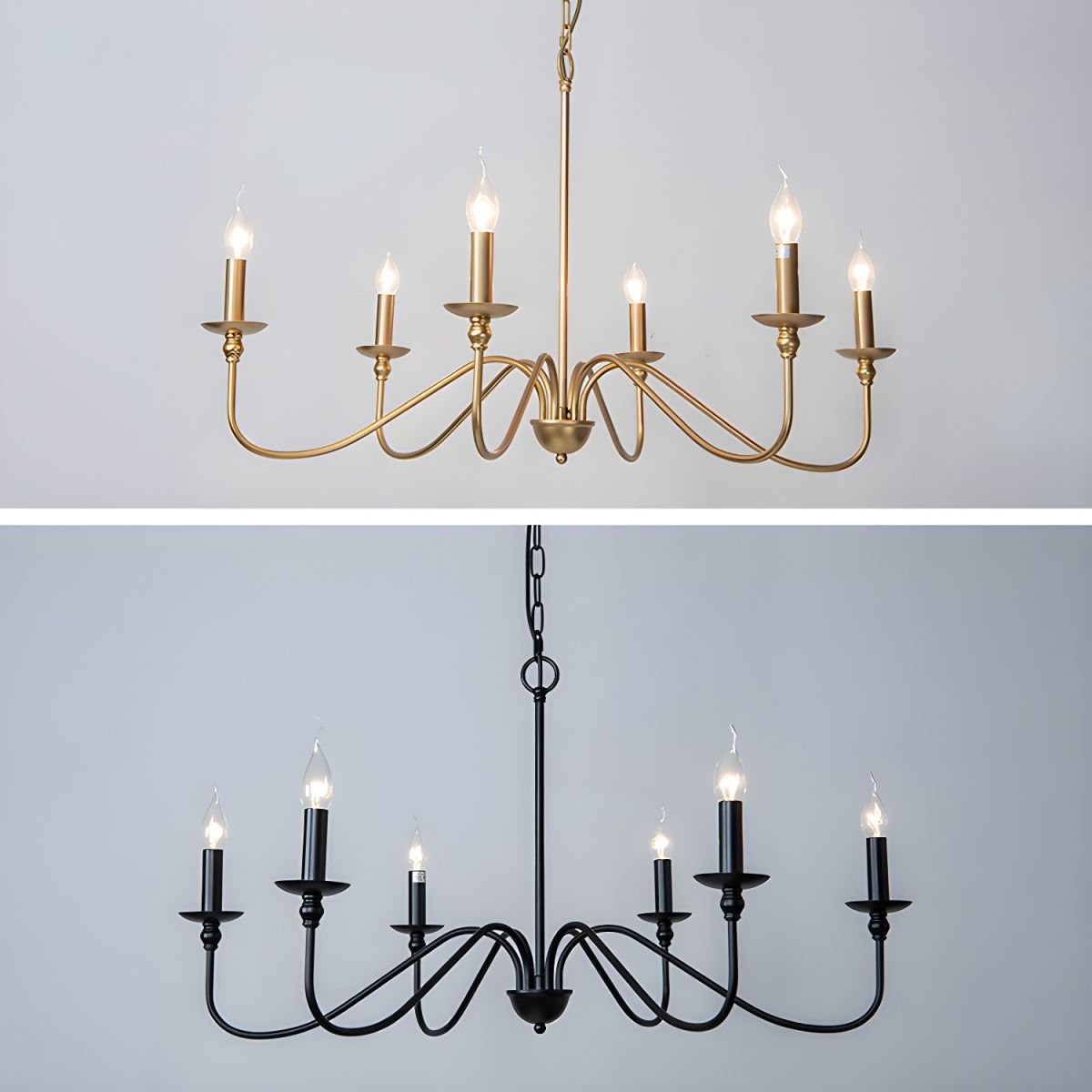Timeless Gold Candle Chandelier - Elegant Design, Adjustable Height