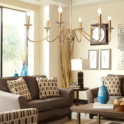 Timeless Gold Candle Chandelier - Elegant Design, Adjustable Height