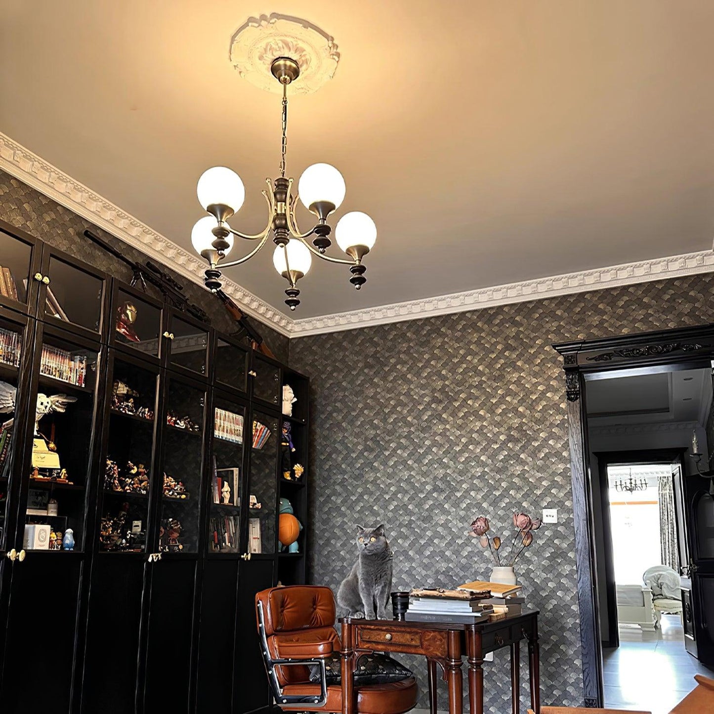 Tina Wooden Chandelier - Elegant Design & Adjustable Height Lighting