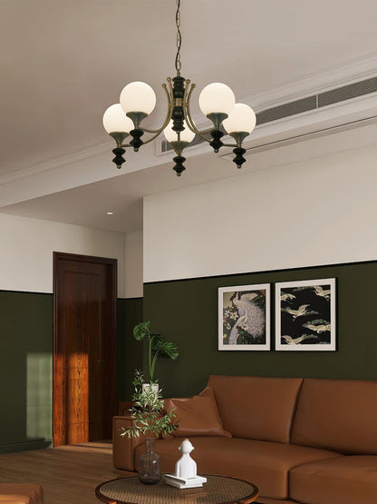 Tina Wooden Chandelier - Elegant Design & Adjustable Height Lighting
