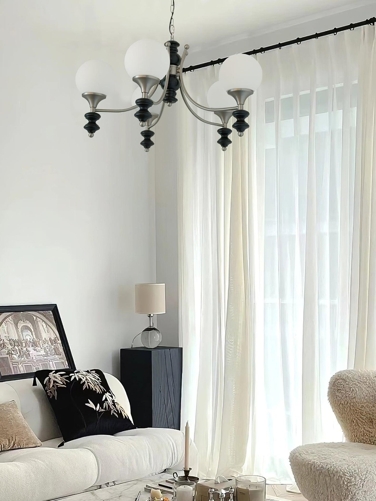Tina Wooden Chandelier - Elegant Design & Adjustable Height Lighting