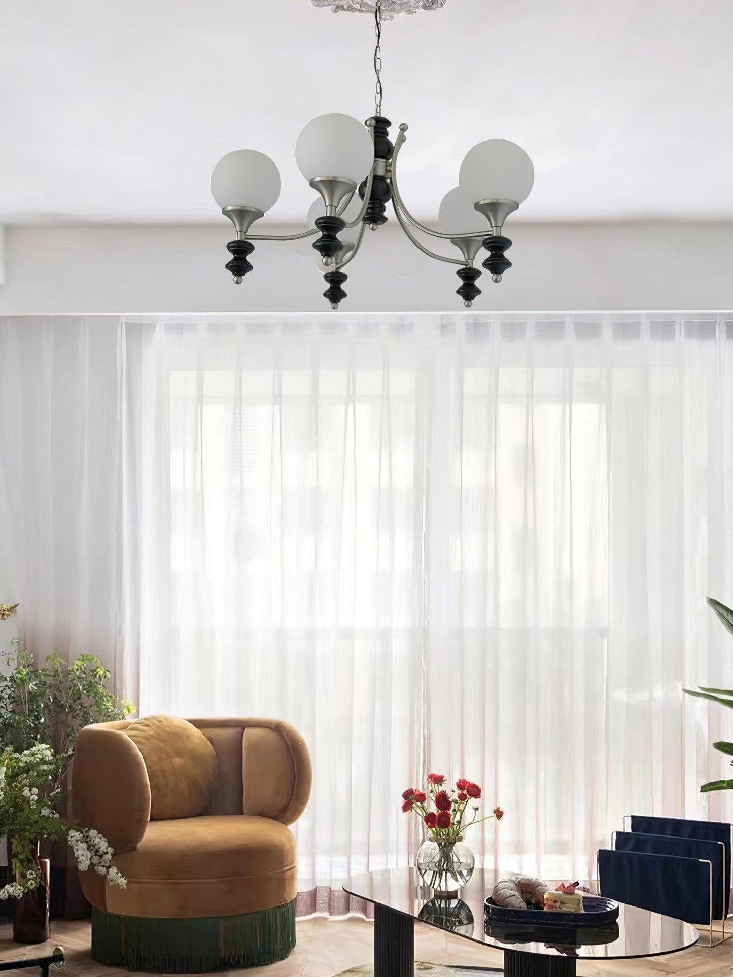 Tina Wooden Chandelier - Elegant Design & Adjustable Height Lighting