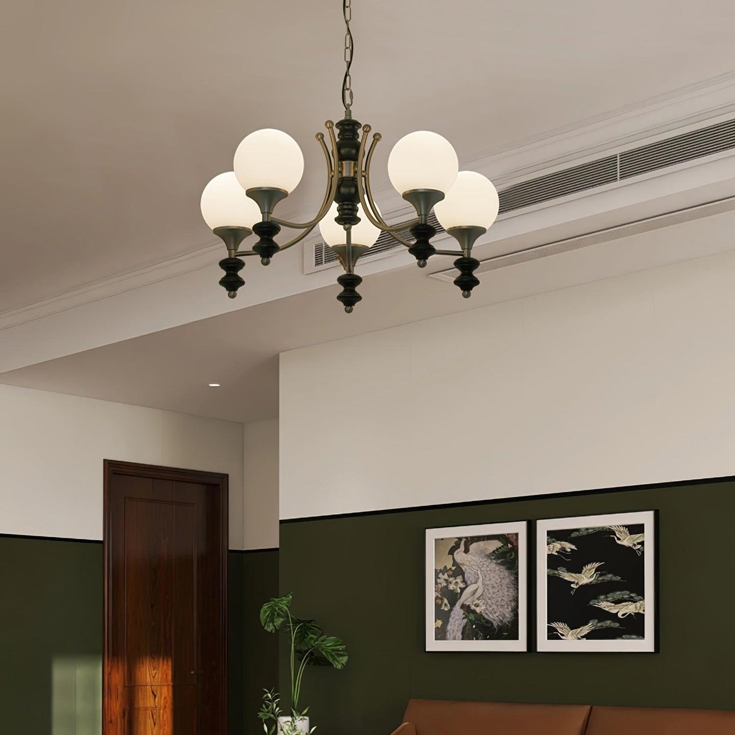 Tina Wooden Chandelier - Elegant Design & Adjustable Height Lighting