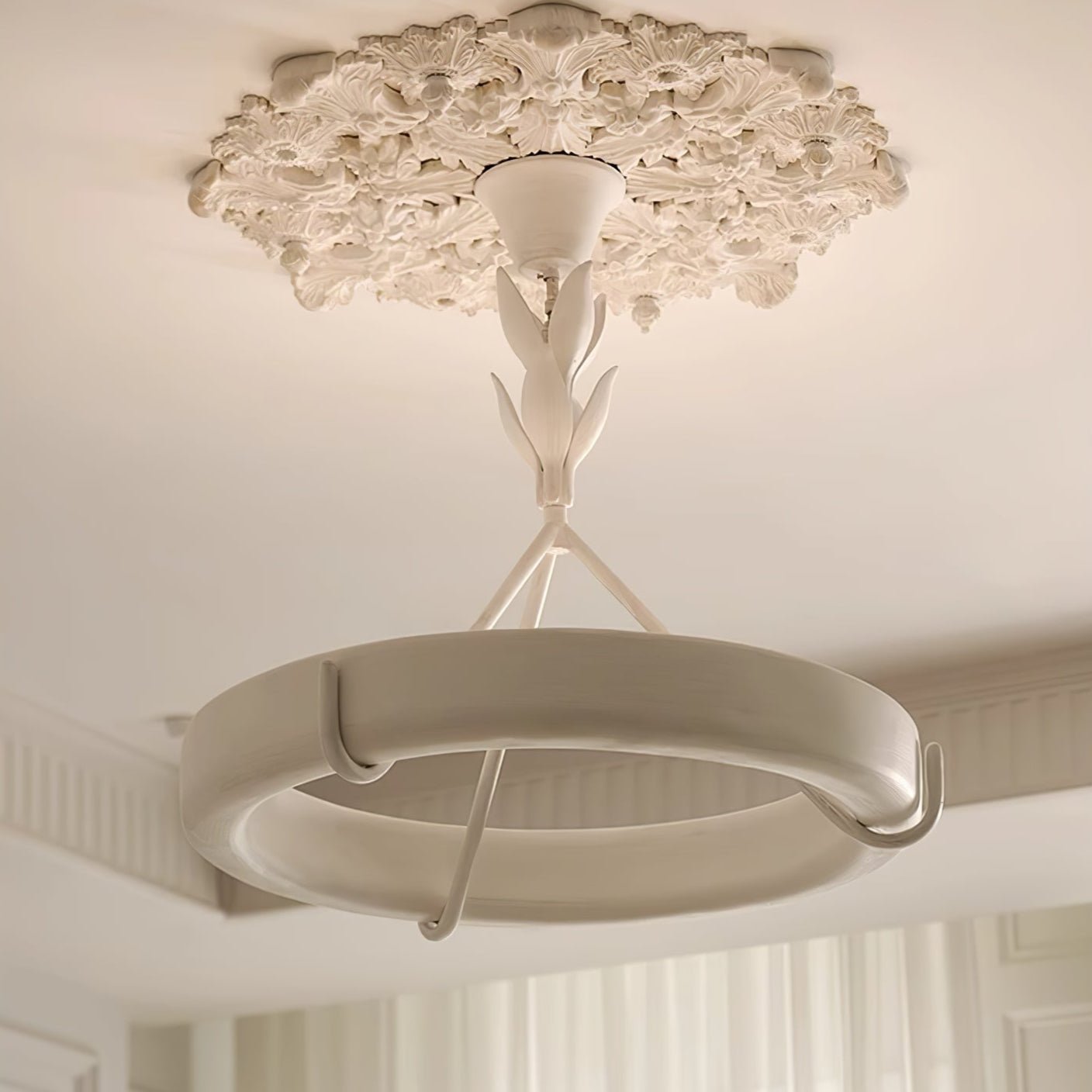 Tinsley Plaster Chandelier - Elegant Design with Adjustable Height & S