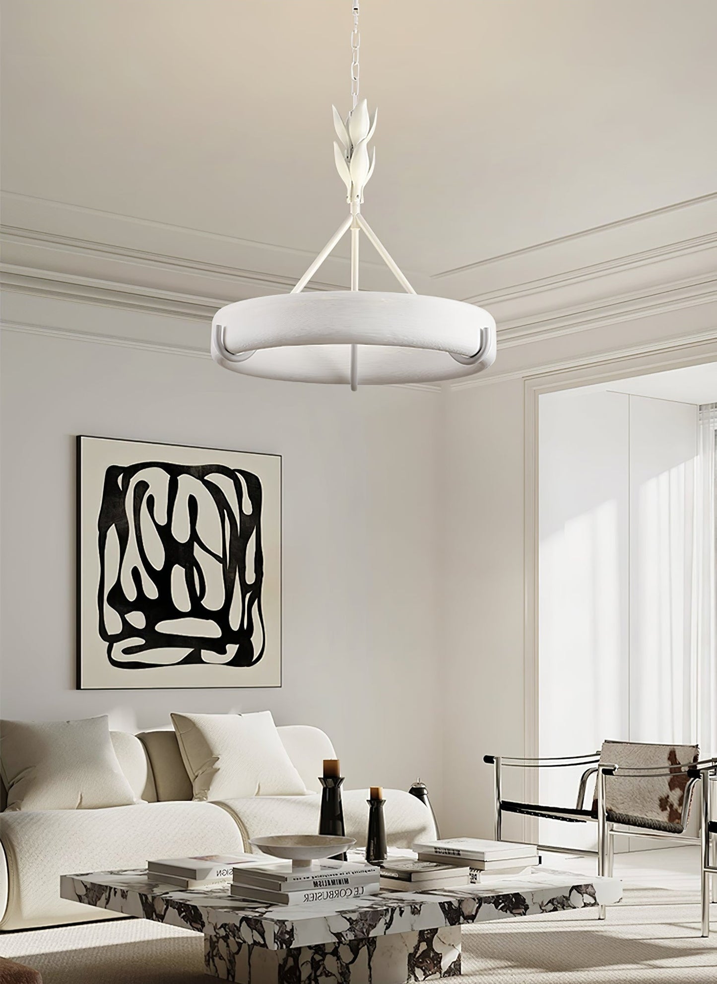 Tinsley Plaster Chandelier - Elegant Design with Adjustable Height & S