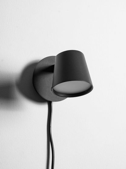 Adjustable Tip Plug-In Wall Lamp with Dimmable LED and Modern Design