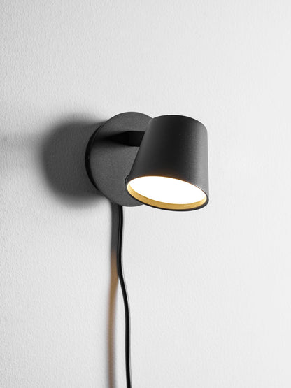 Adjustable Tip Plug-In Wall Lamp with Dimmable LED and Modern Design