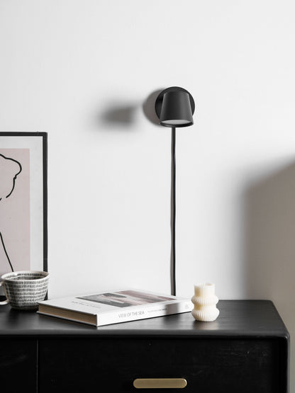 Adjustable Tip Plug-In Wall Lamp with Dimmable LED and Modern Design