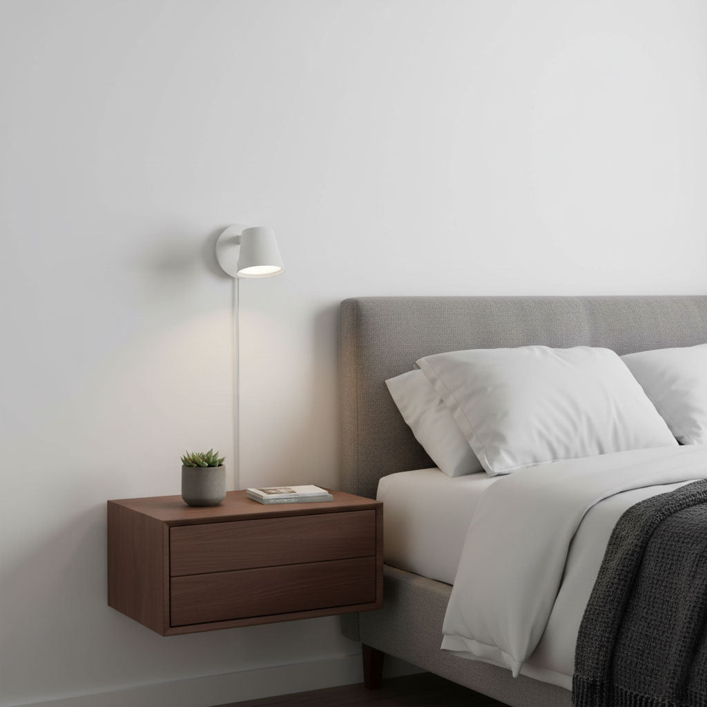 Adjustable Tip Plug-In Wall Lamp with Dimmable LED and Modern Design