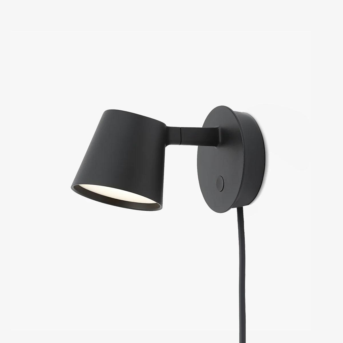 Adjustable Tip Plug-In Wall Lamp with Dimmable LED and Modern Design