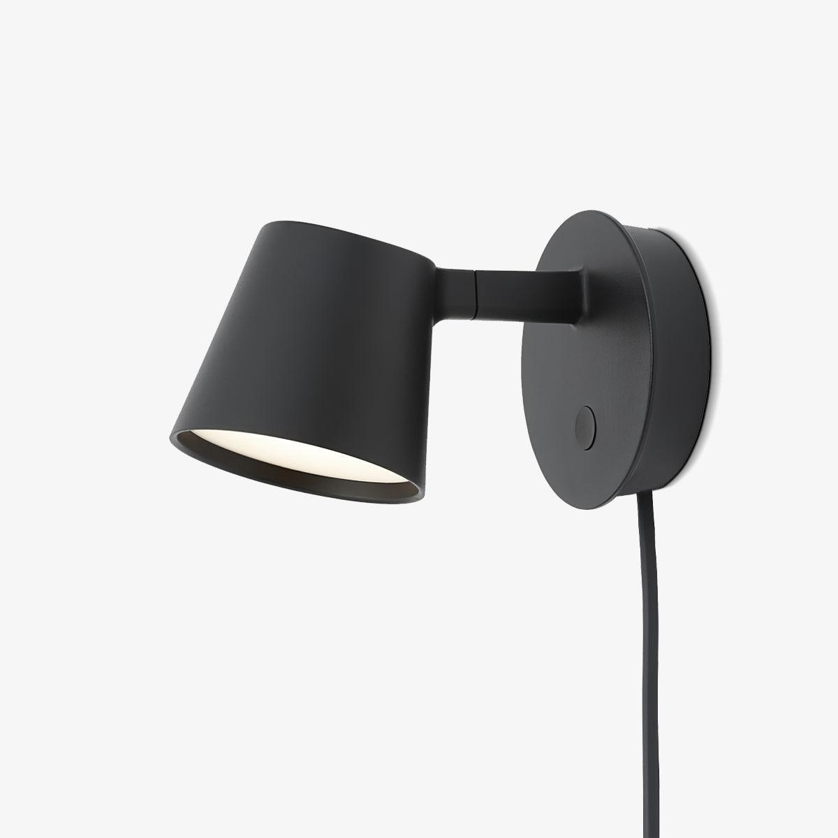 Adjustable Tip Plug-In Wall Lamp with Dimmable LED and Modern Design