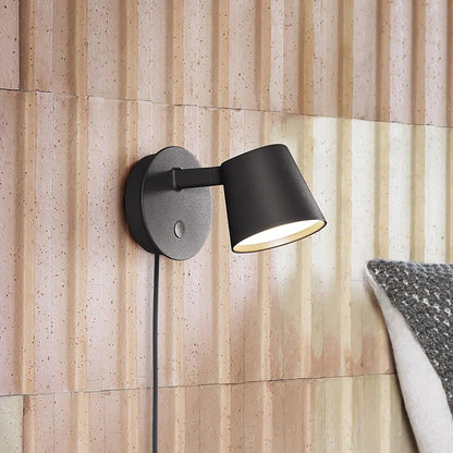 Adjustable Tip Plug-In Wall Lamp with Dimmable LED and Modern Design
